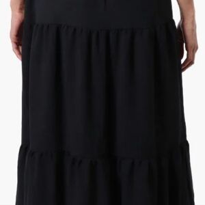 Flowing Black Tiered Maxi Skirt for Women